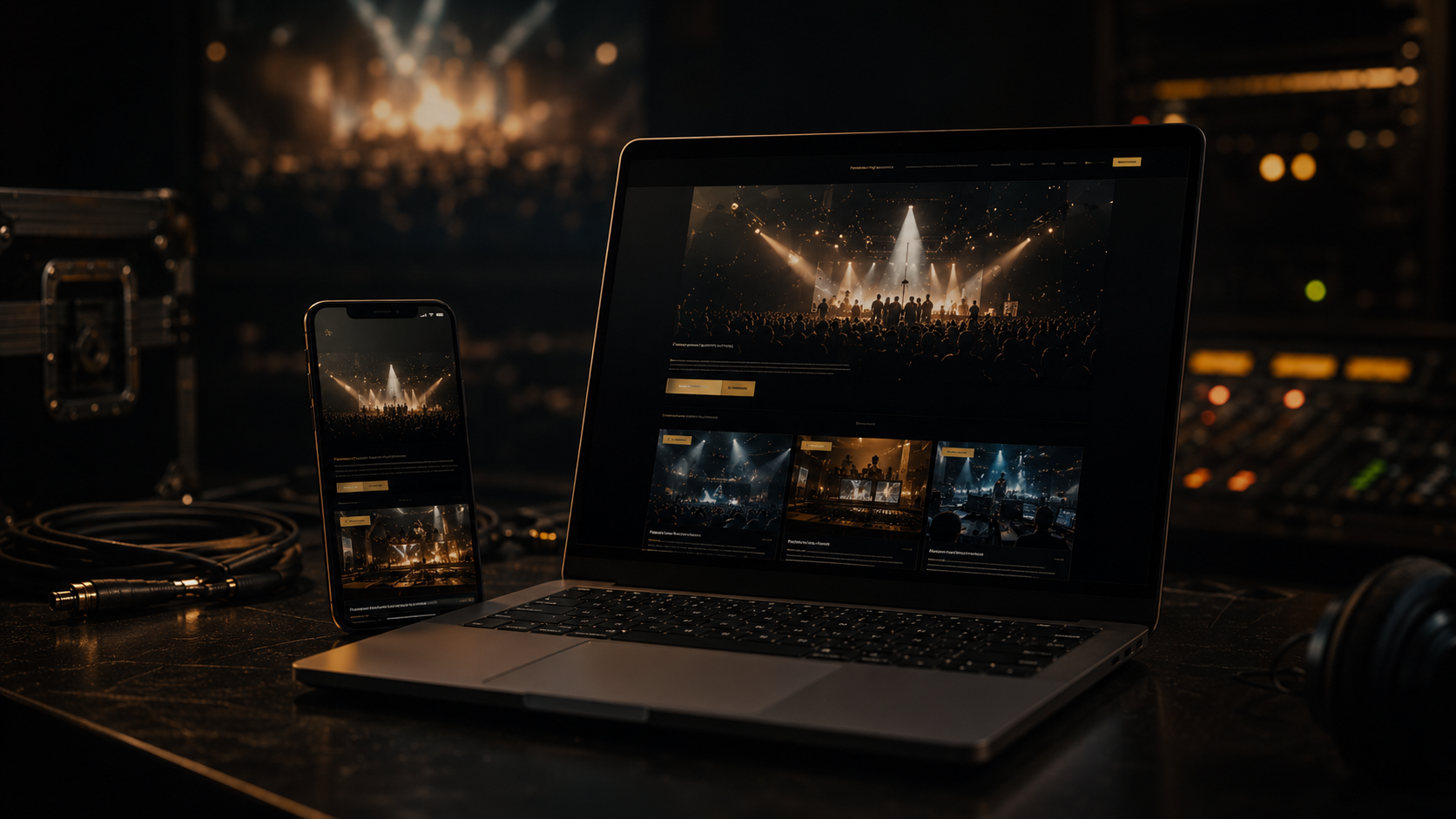 Mockup de página web para producción de eventos
